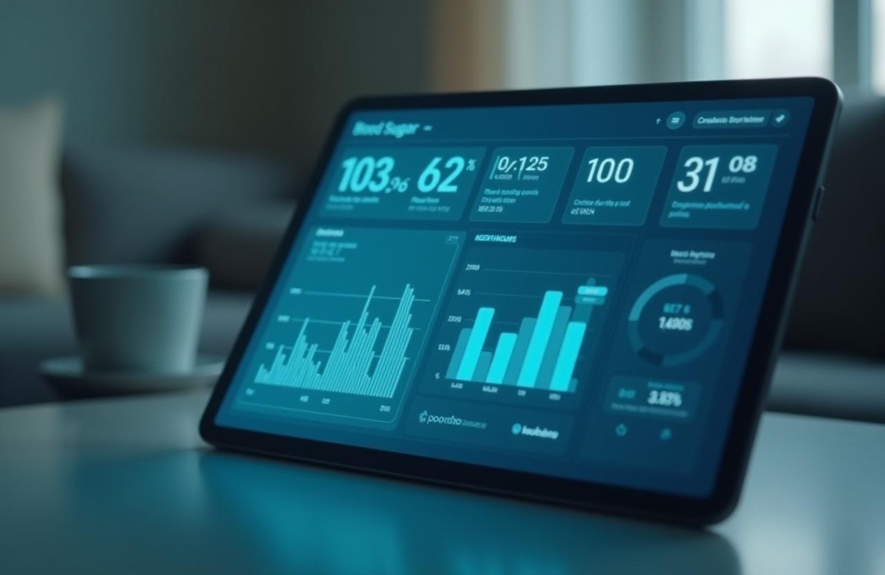 Nowoczesny dashboard kontroli poziomu cukru we krwi